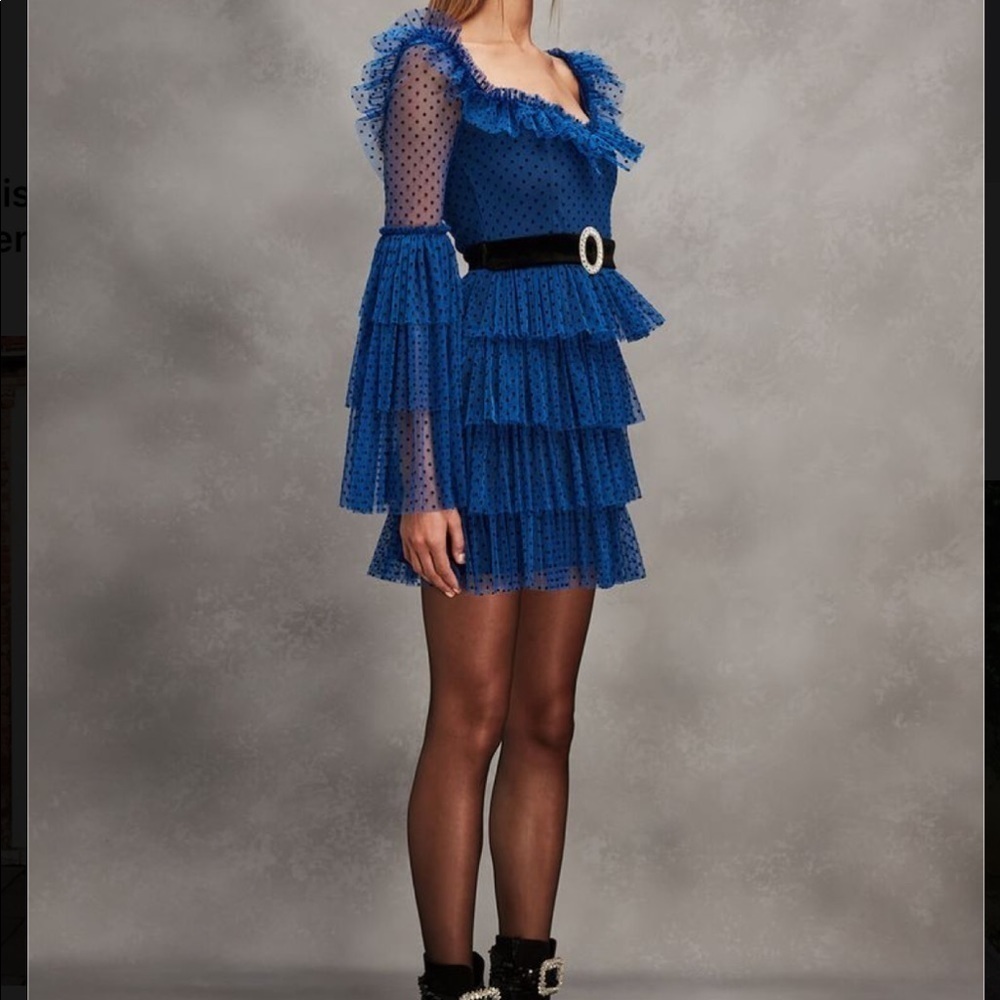 Ravasa & Vanessa Trendol Blue & Black Dot Dress Medium